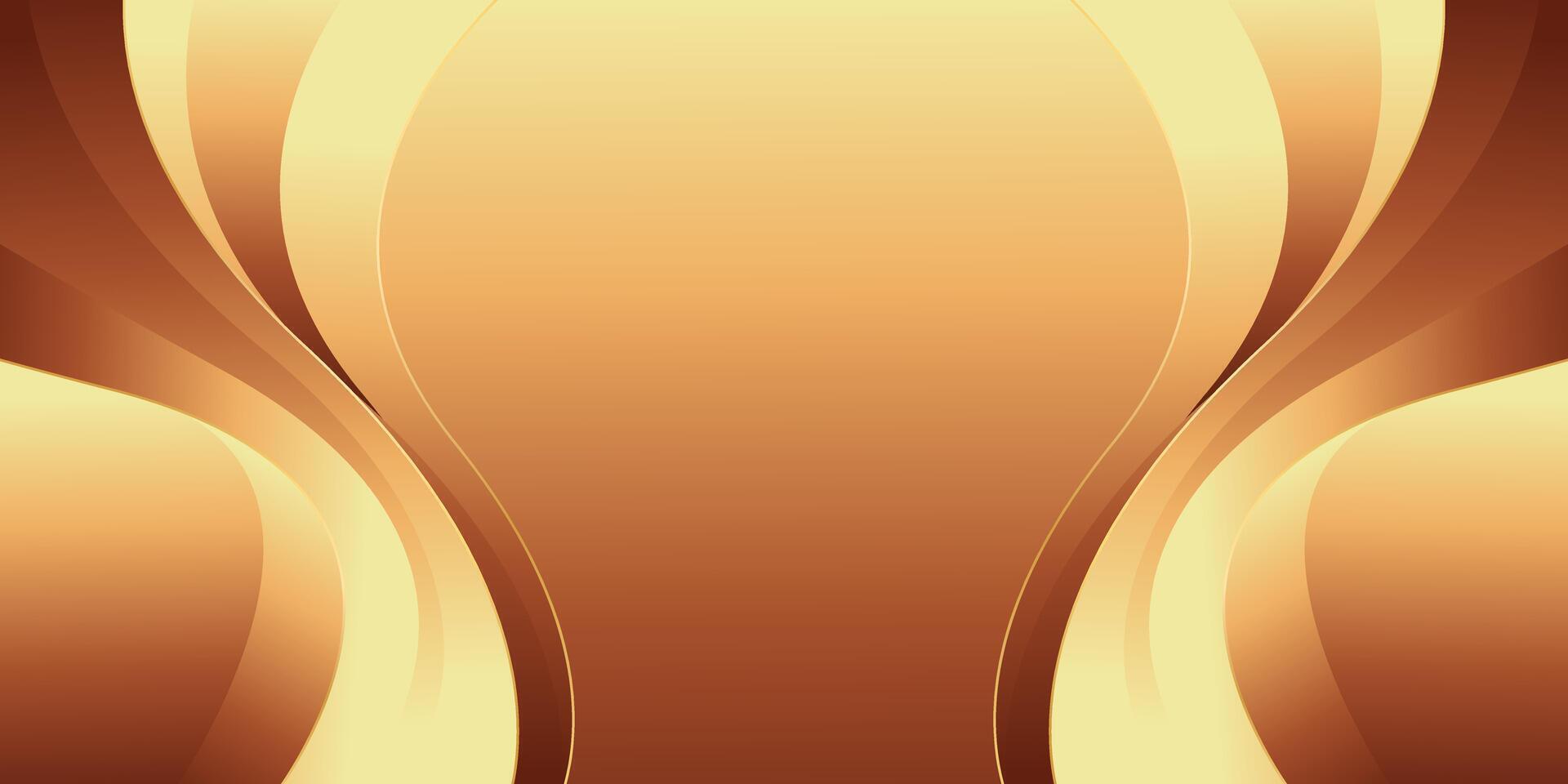 Elegant golden bronze luxury wave background with smooth curves. Abstract wallpaper design for templates, banners, covers, sales, business, events, awards, web pages, and more vector