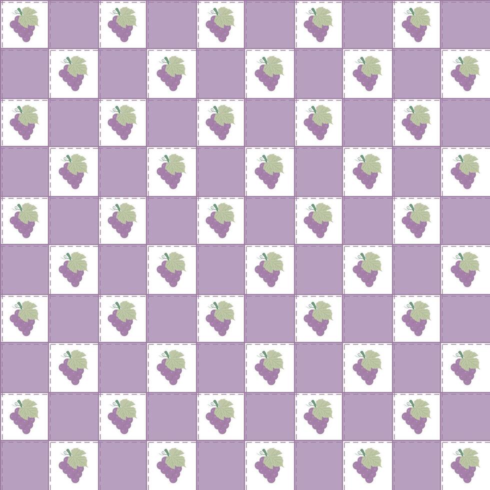 A purple and green checkerboard pattern with grapes vector