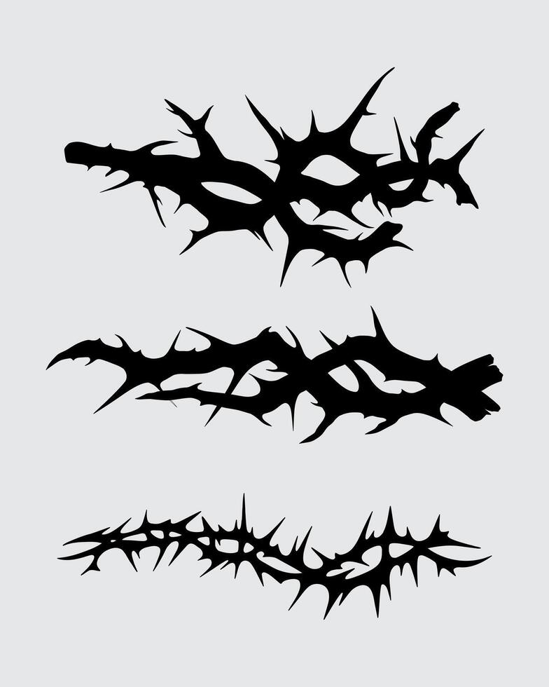 Thorn pointed brunch stick brutalism element bundle set streetwear clothing design editable vector