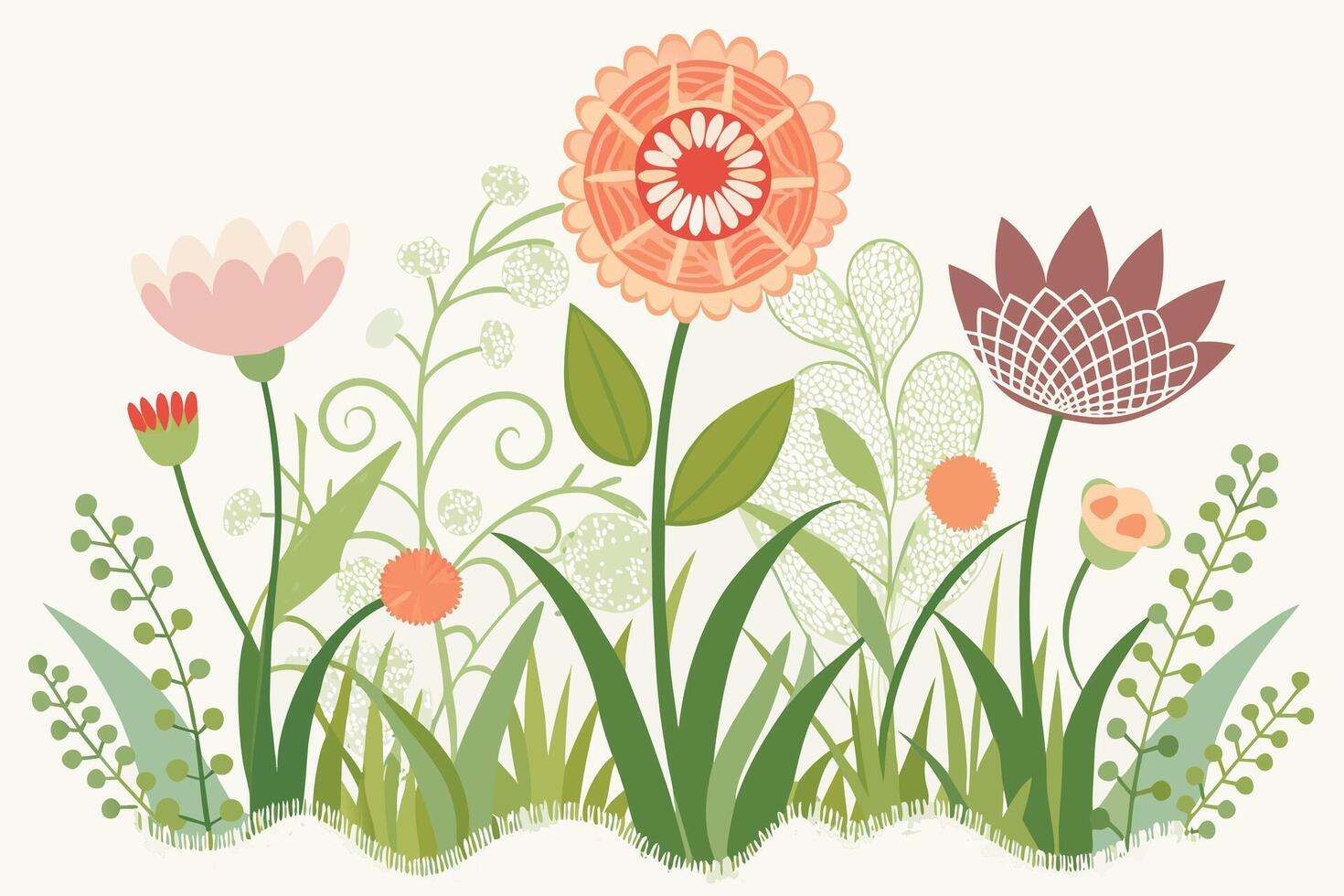 Floral arrangement with decorative plants and flowers green vector