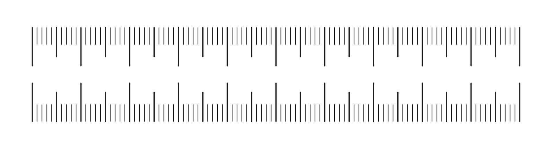 Double-sided measuring chart with 10 cm. Ruler scale 10 centimeters without numbers. Ruler scale, template of sewing tool. Length measurement height, math, distance. vector