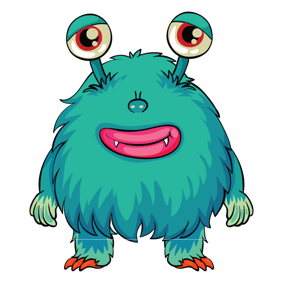 Cartoon monster with big eyes and big ears png