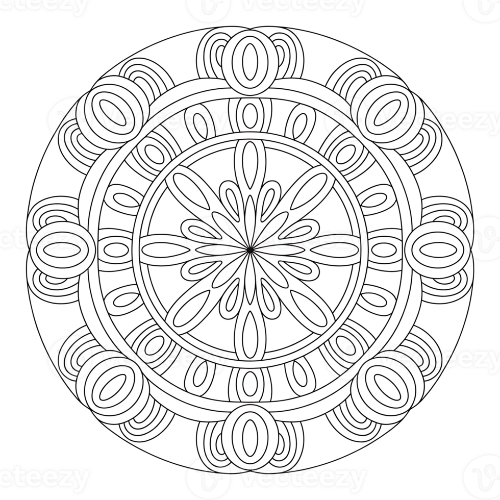 Meditative mandala circle silhouette line art royalty free premium quality png