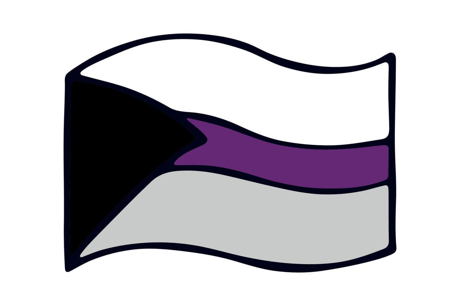 five Colorful Demisexual pride flag Happy pride day LGBTQ community Pride Month hand drawn doodle for posters, stickers, logo, cards vector