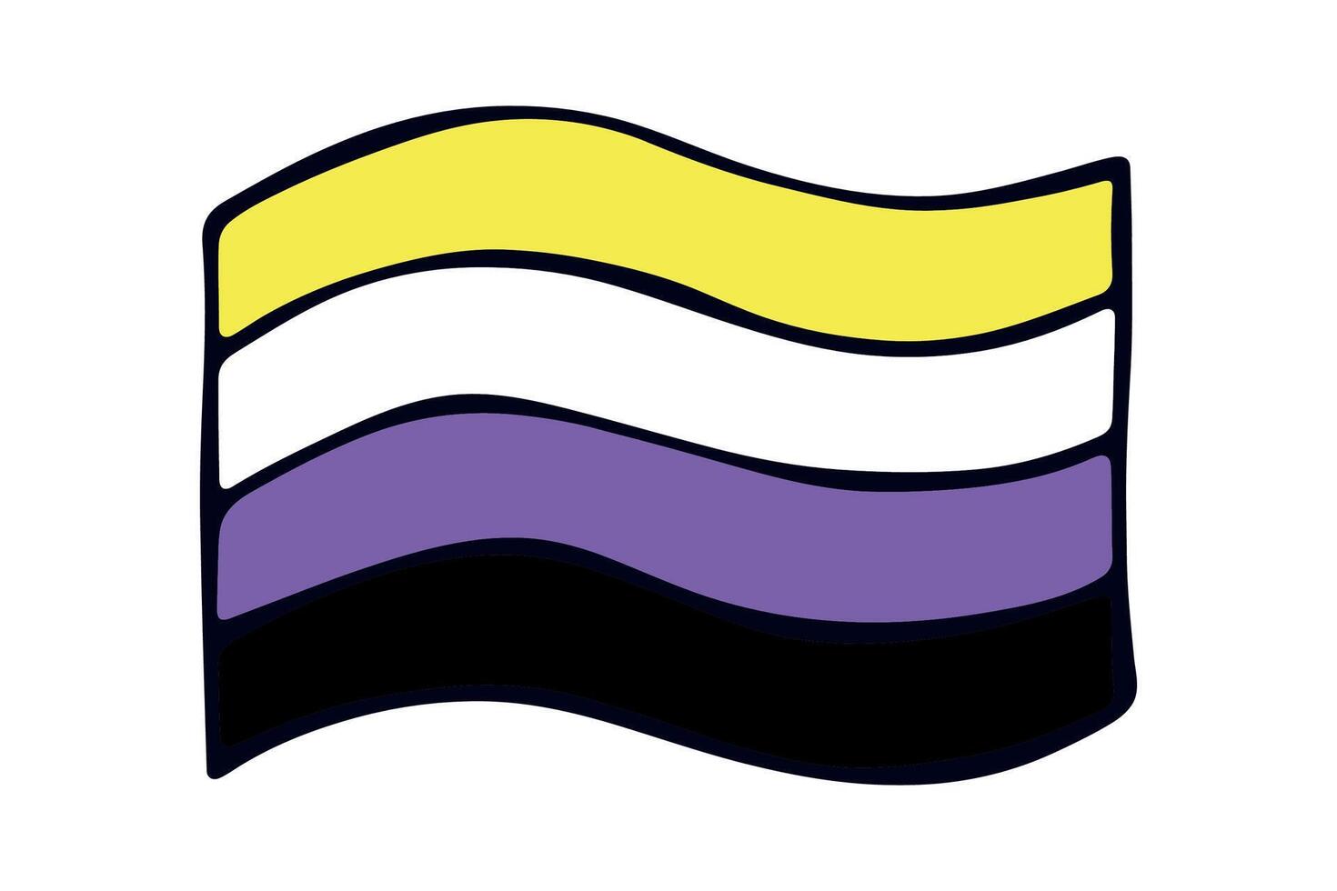 five Colorful Non-binary pride flag Happy pride day LGBTQ community Pride Month hand drawn doodle for posters, stickers, logo, cards vector