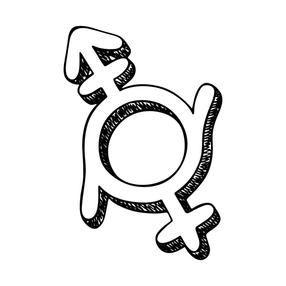 nine Hand drawn genderfluid androgyne and female gender identity icon Symbol used to represent sex and gender vector