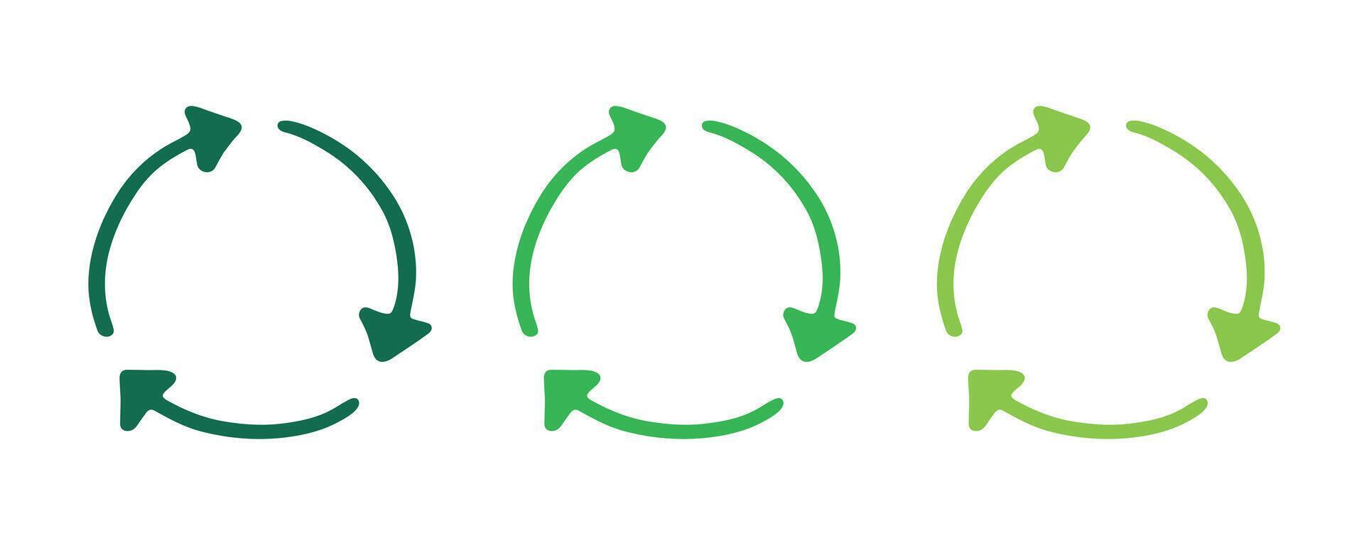 Hand drawn recycle arrow icon Recycling resources symbol Reuse of materials, zero waste, green environment, saving the planet forty nine vector