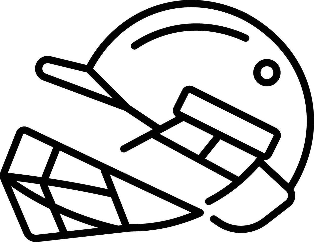 A linear style icon representing cricket helmet vector