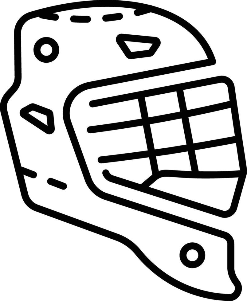 An outline style icon depicting goalie helmet vector