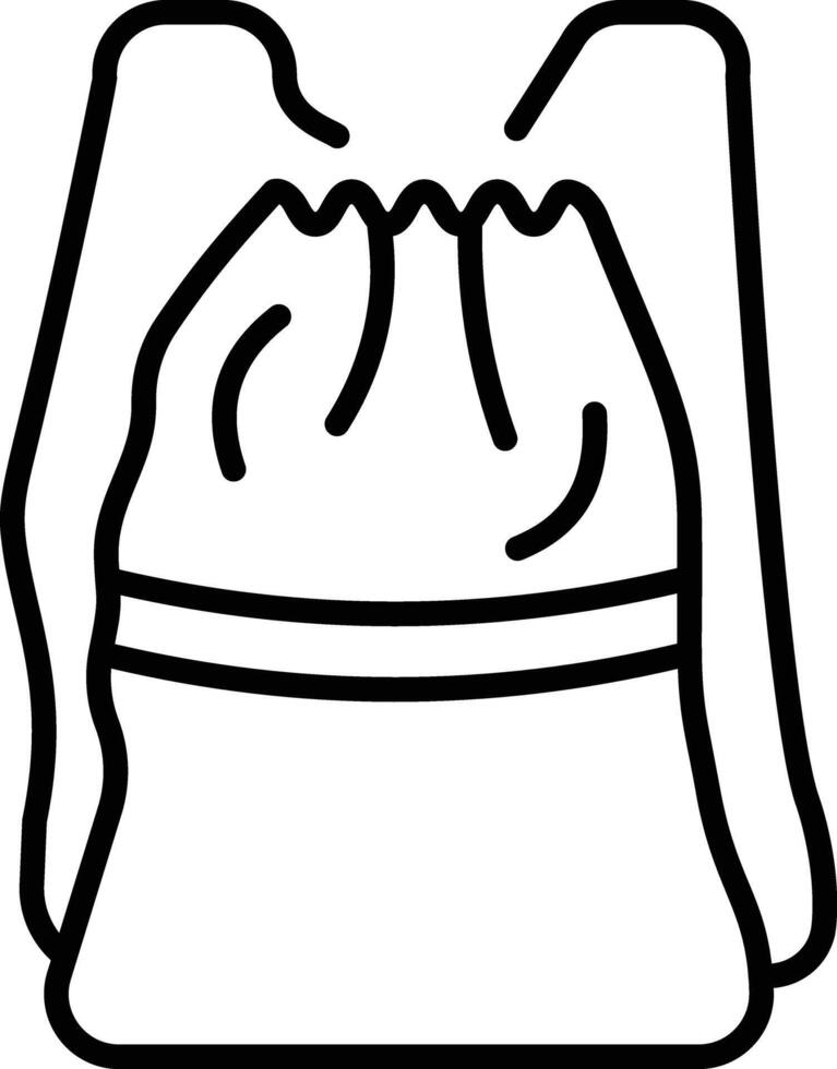 A linear style icon representing drawstring bag vector