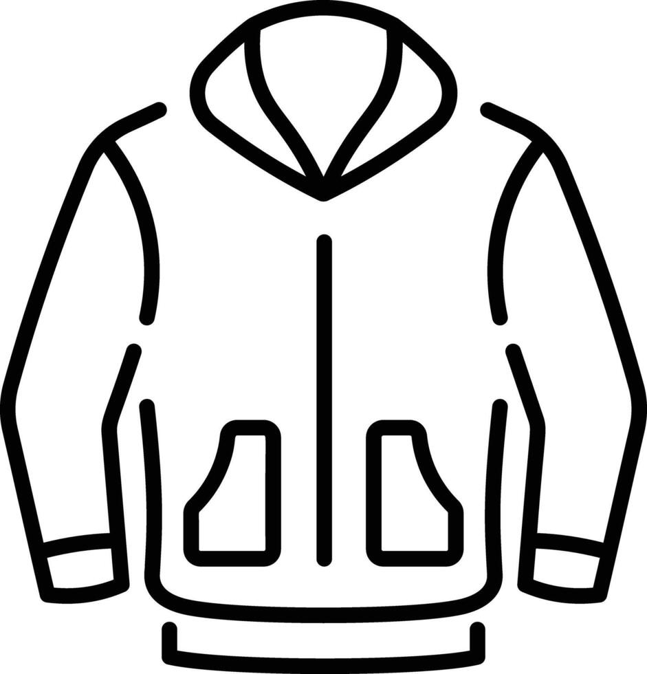 A linear style icon representing sweat jacket vector