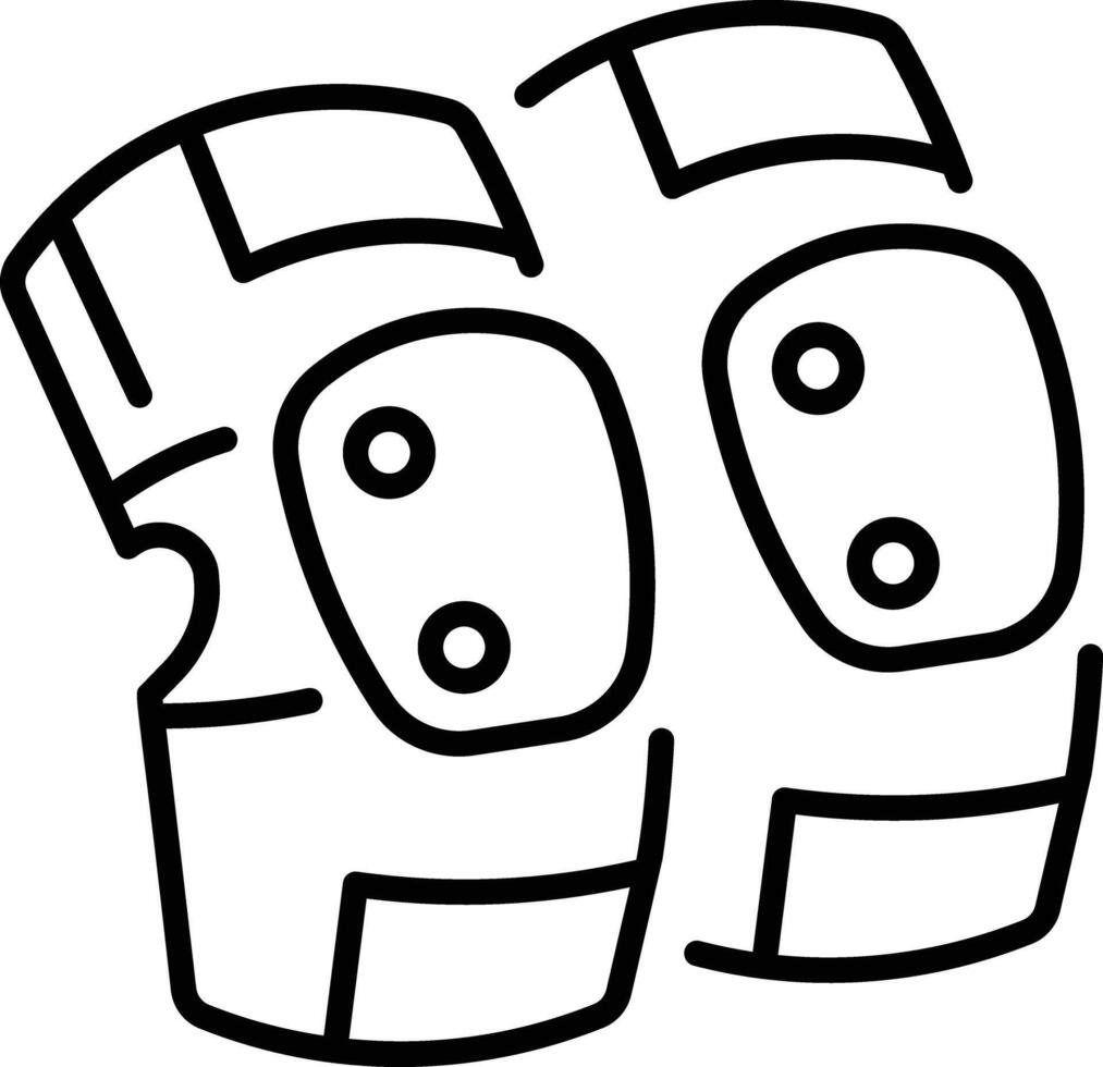 A line style icon showing knee pads vector