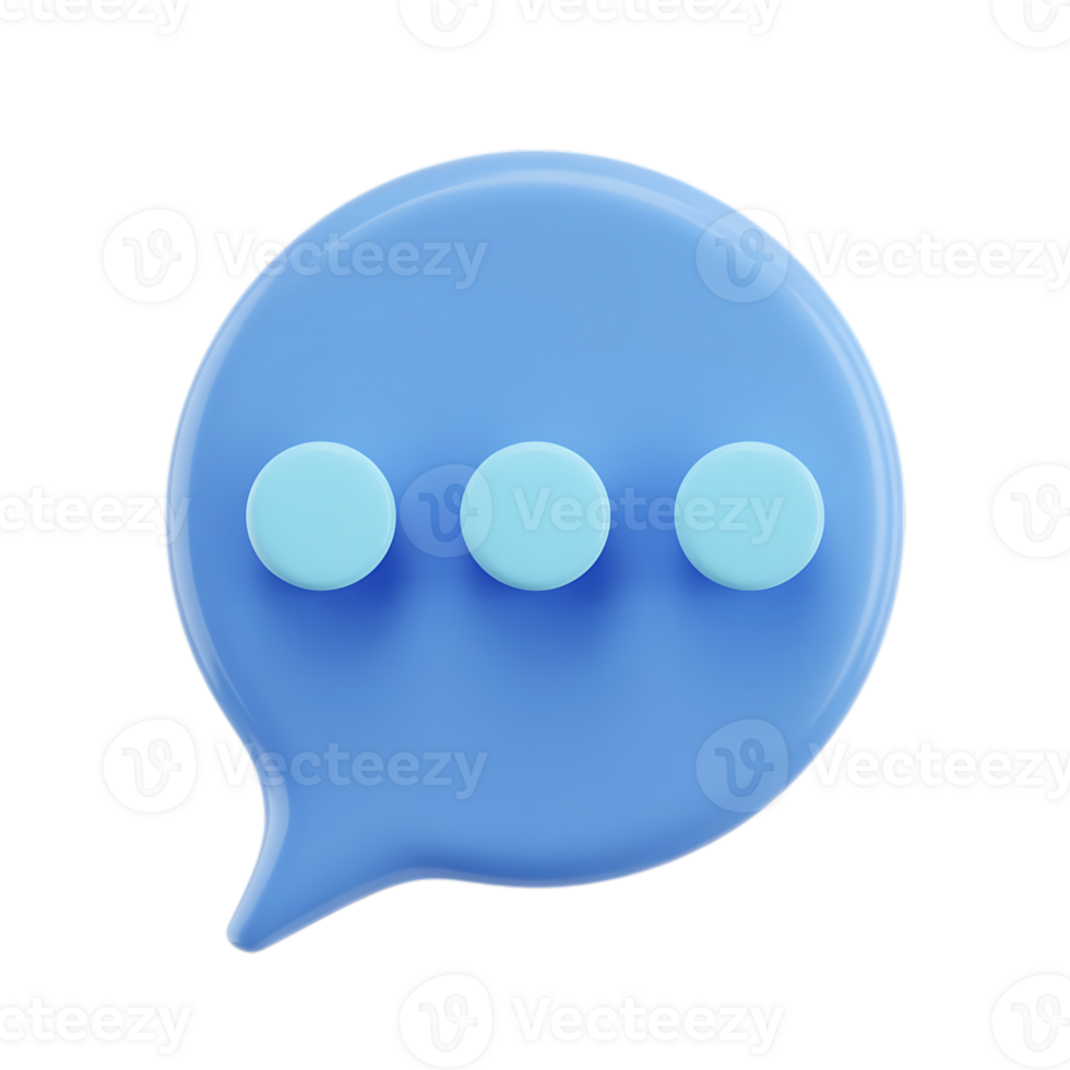 light blue chat bubble with three dots symbolizes online conversation, isolated on transparent background png