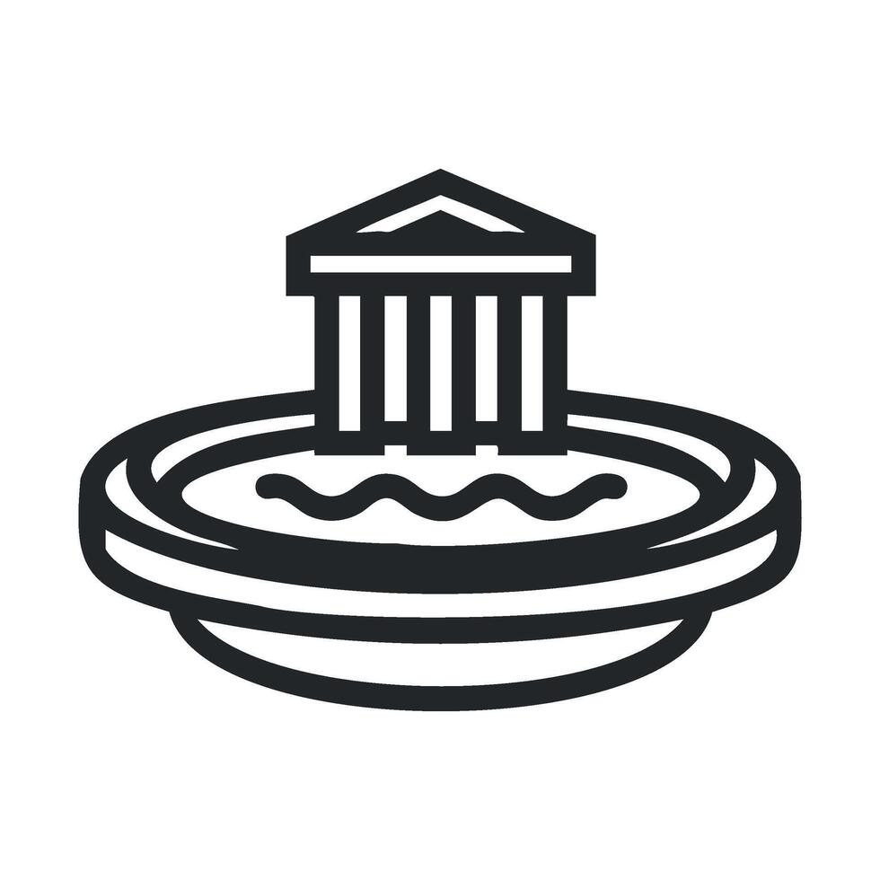 Icon of historical fountain with classical architecture design vector
