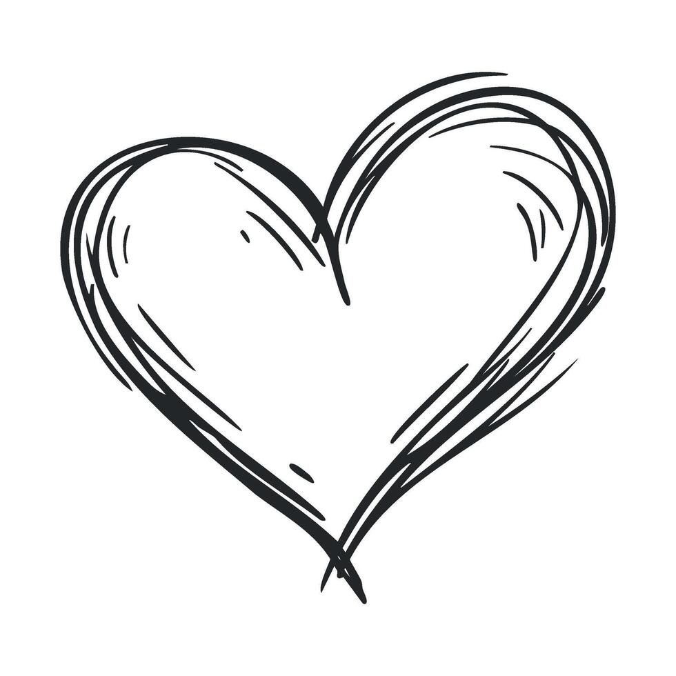 Hand drawn heart symbol for romantic design and decoration vector