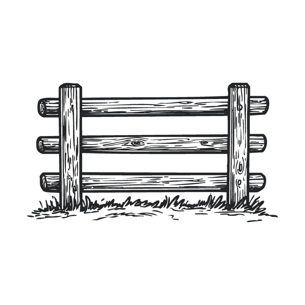 Rustic wooden fence design for country landscape decoration vector