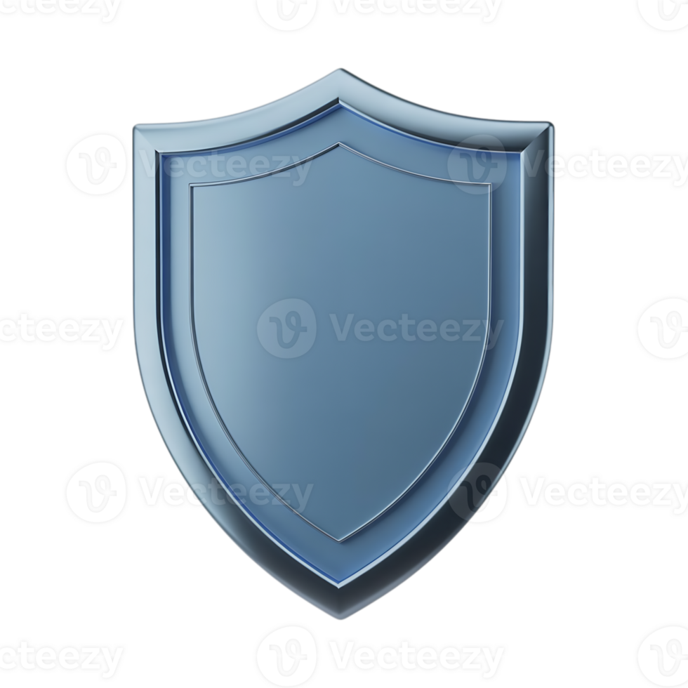 A shiny blue shield isolated on transparent background represents security and protection png