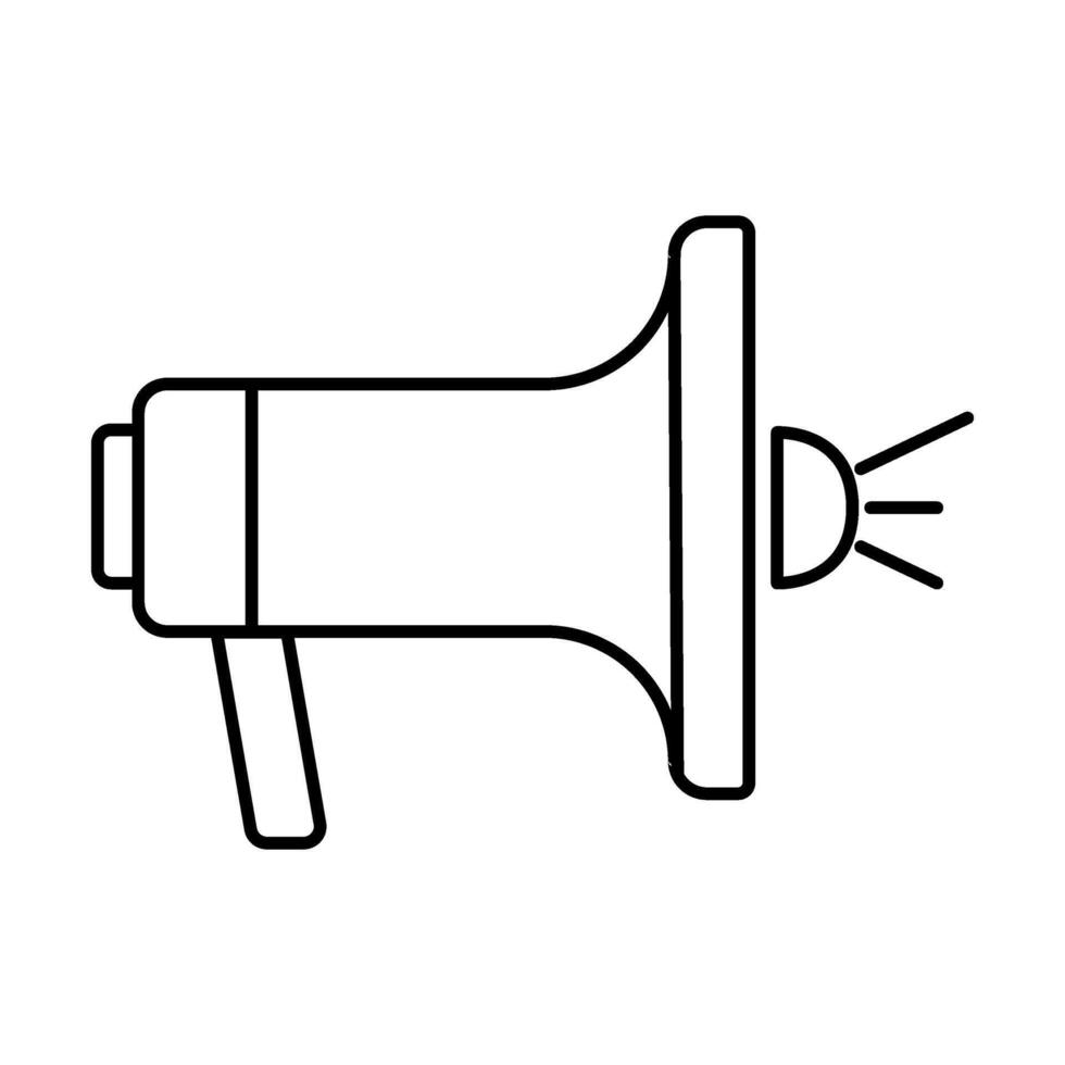 Modern line drawing of a megaphone for promotions, announcements, and communication needs now vector