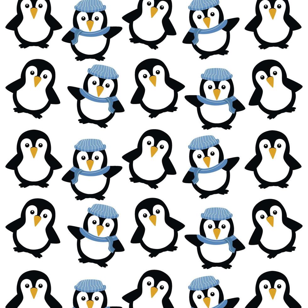 cute penguin seamless pattern for background vector