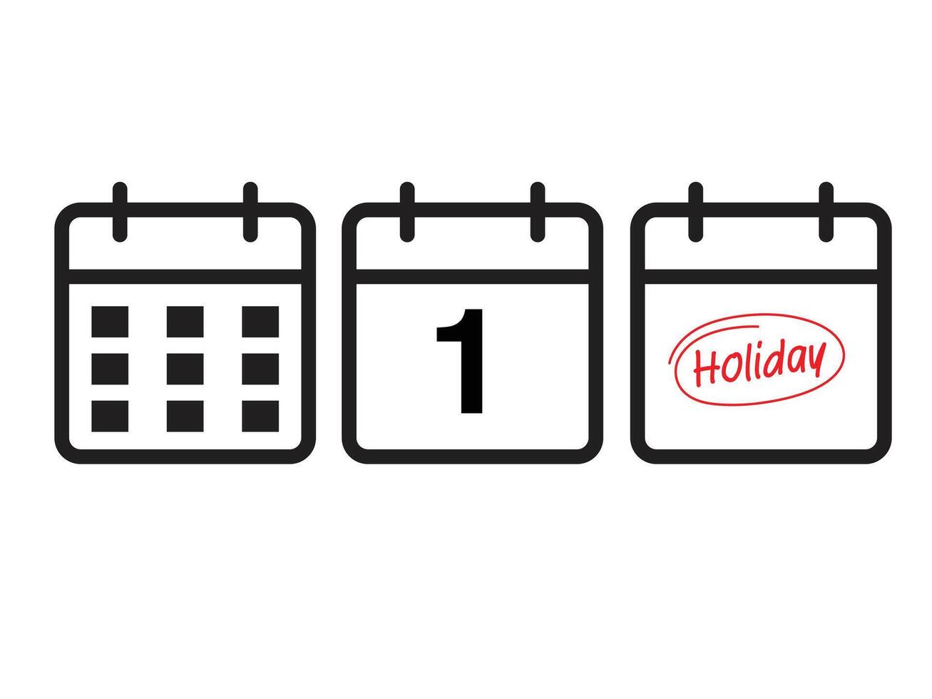 simple calendar icon, holidays, red dates vector