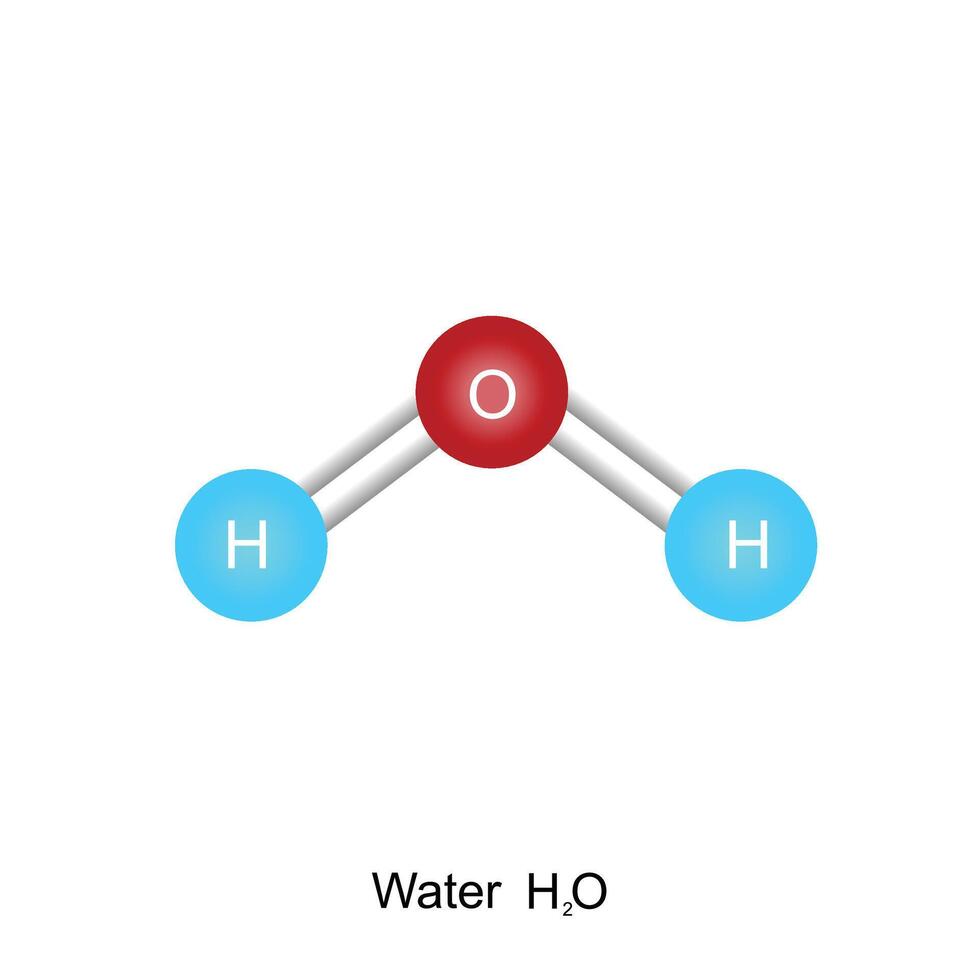 Chemical substance. Icon of water commonly known as h2o Structural formula isolated on white vector