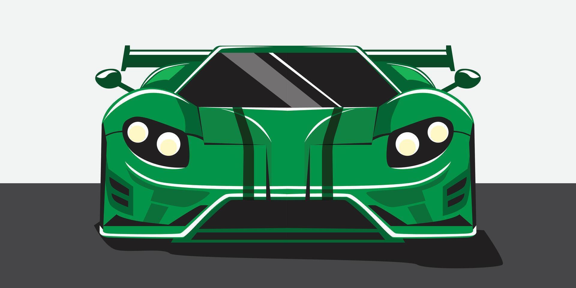 racing car illustration, green sports car facing forward vector