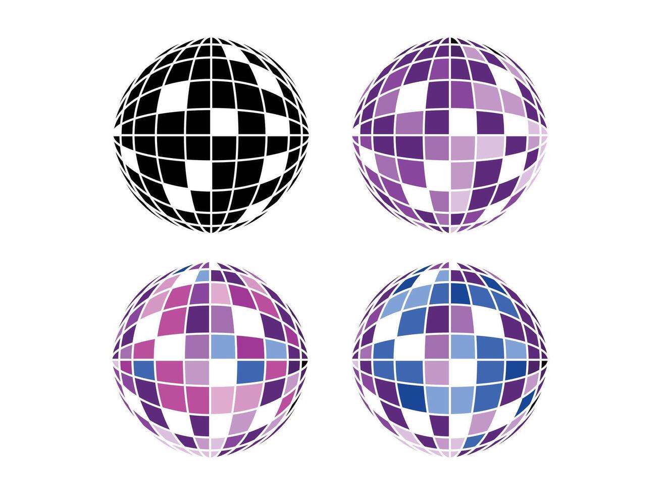 disco ball with color variations, disco ball illustration vector