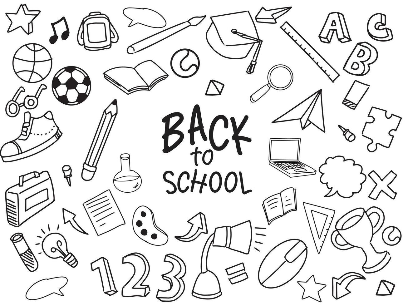 back to school doodle, ornament for background with sketch symbols to school vector