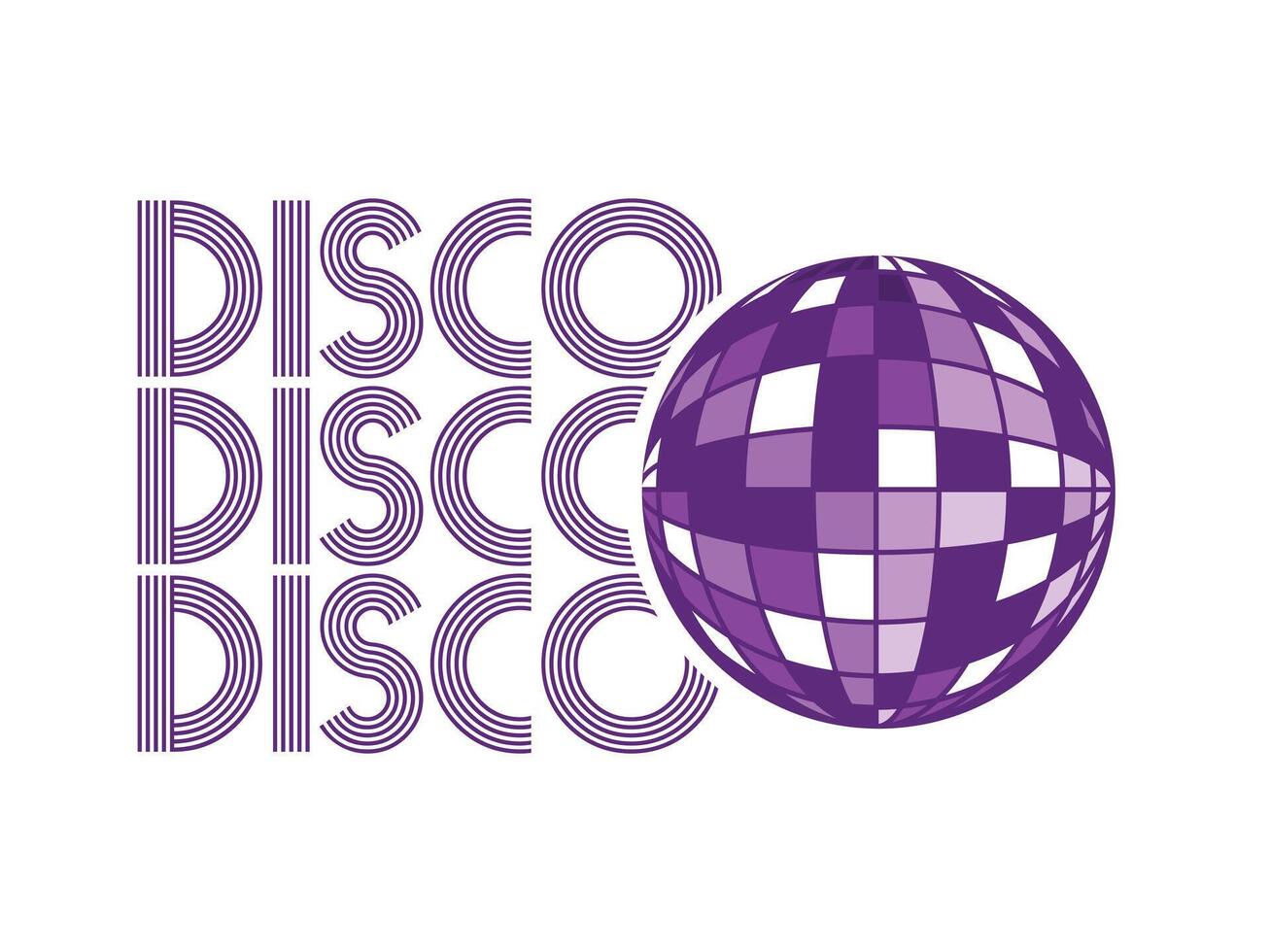 Disco ball party with purlpe light vector