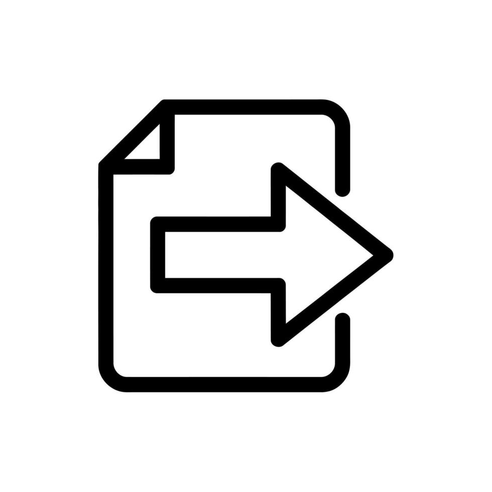 Document with outgoing arrow icon representing export or share action vector