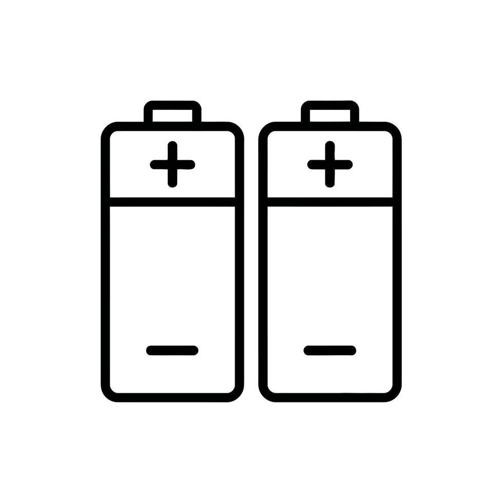 Two simple black line icons of aa batteries side by side on a white background vector
