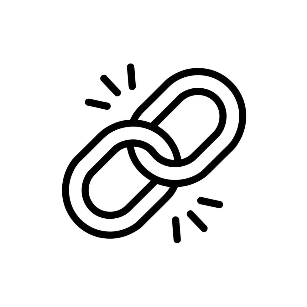 Broken chain link icon representing a weak connection or disconnection vector