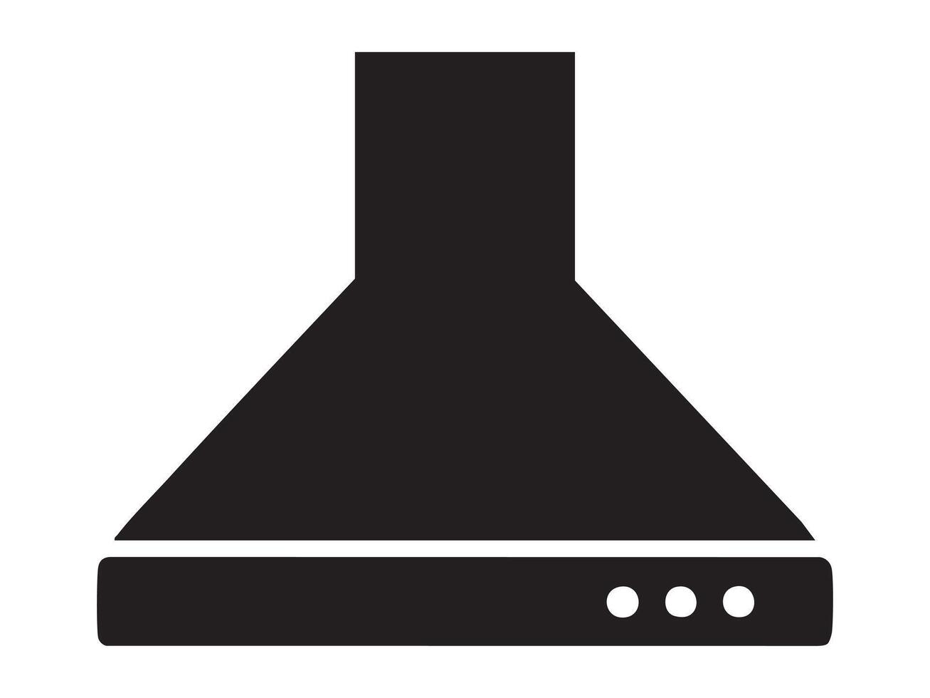 Black silhouette of kitchen range hood isolated on white background, graphic illustration. concept of home appliance, kitchen equipment, ventilation, icon, logo, design element vector