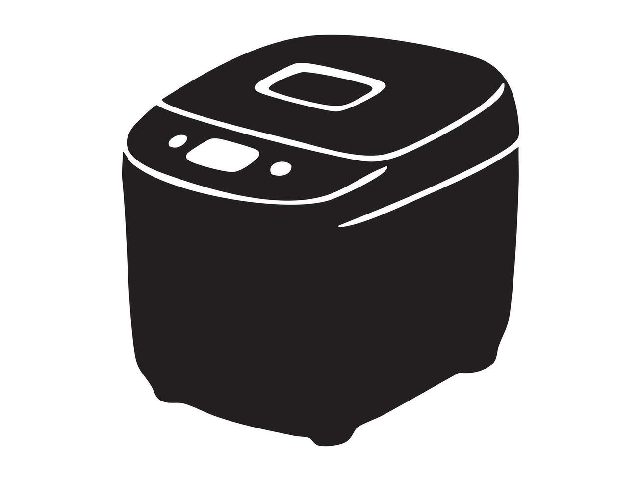 Black silhouette of bread maker machine, isolated on white background, kitchen appliance illustration. concept of cooking, home baking, kitchenware, icon, logo, design element vector