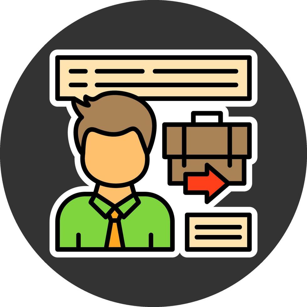 Exit Interview Minimal Filled Grey Circle Icon vector