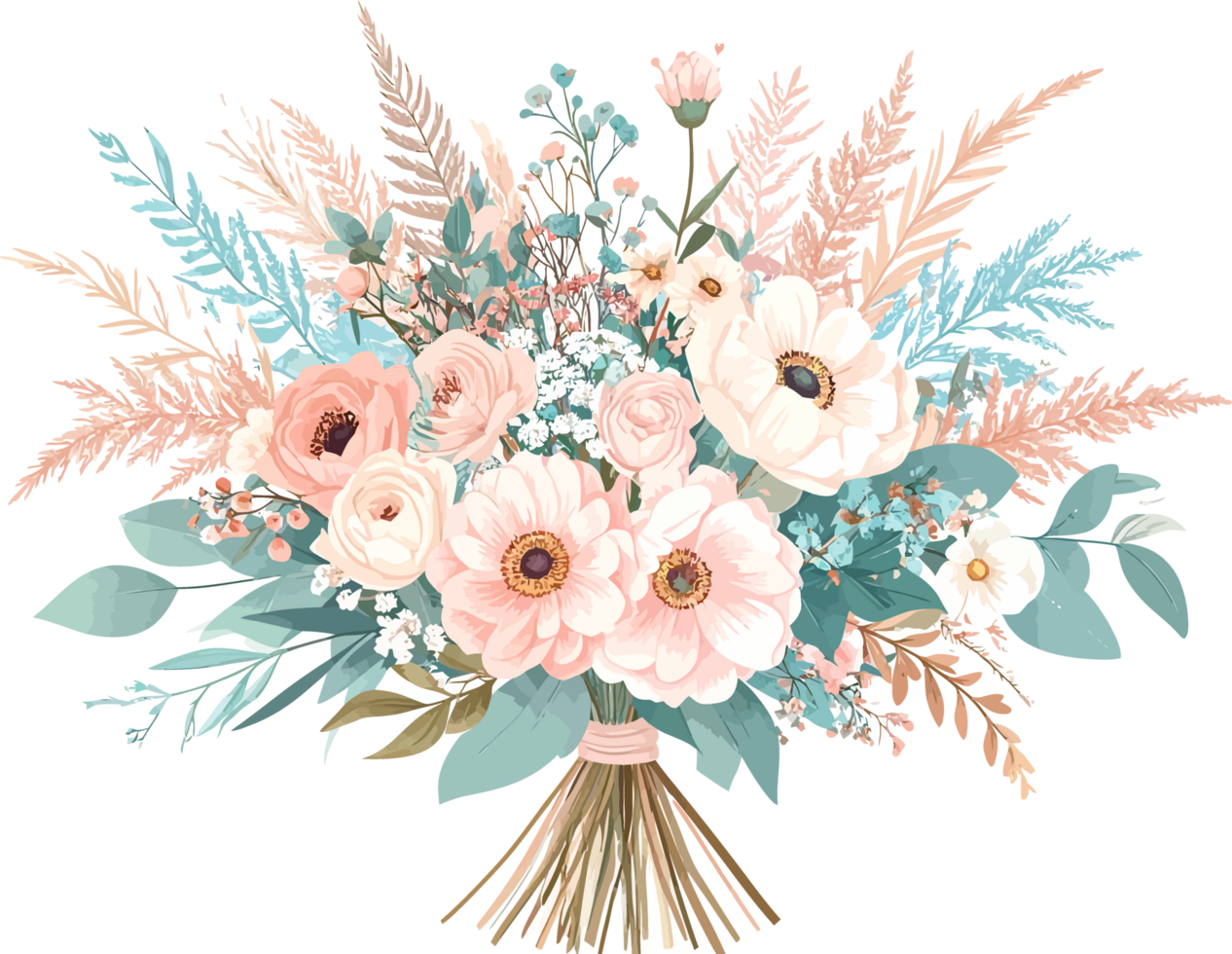 Flowers Bouqet watercolor transparent background png