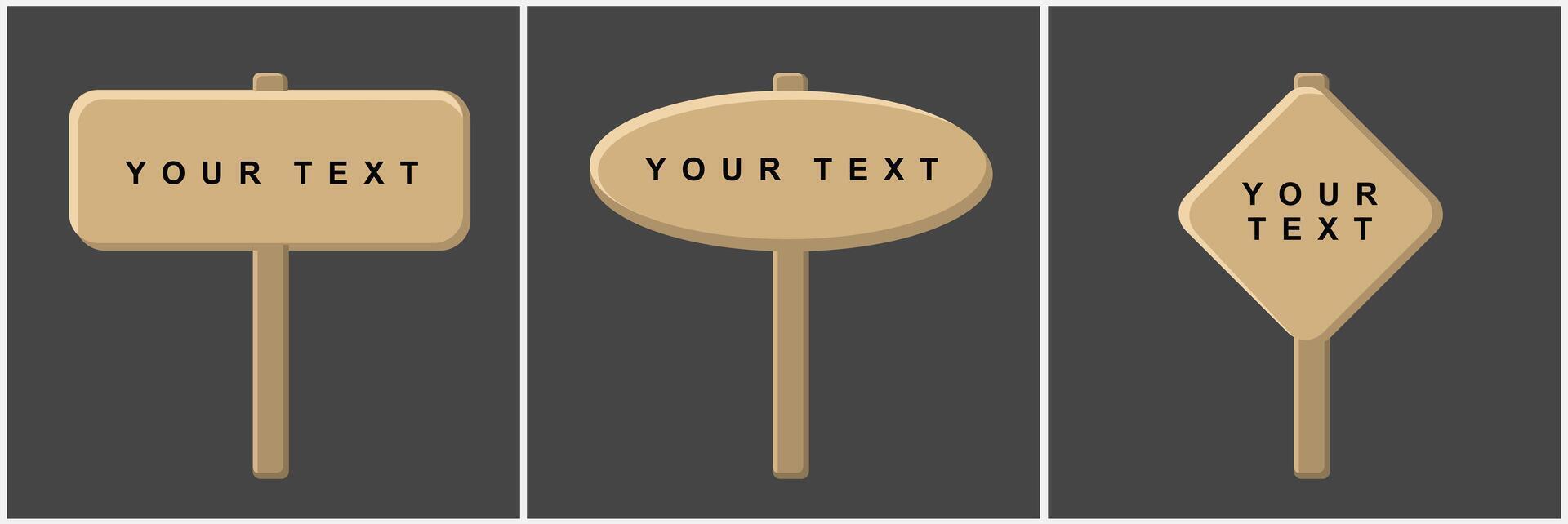 Set of light brown color signboard, place sign template vector