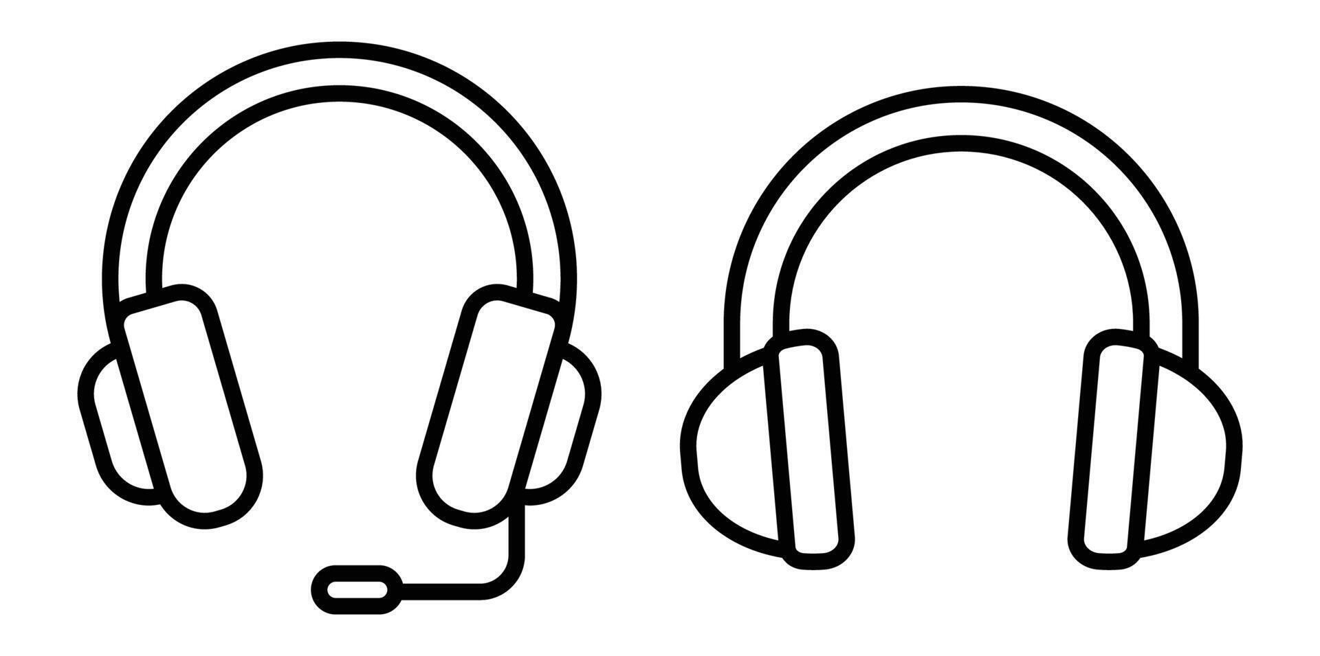 Set of Two Headphone Designs with Microphone and Without Microphone vector