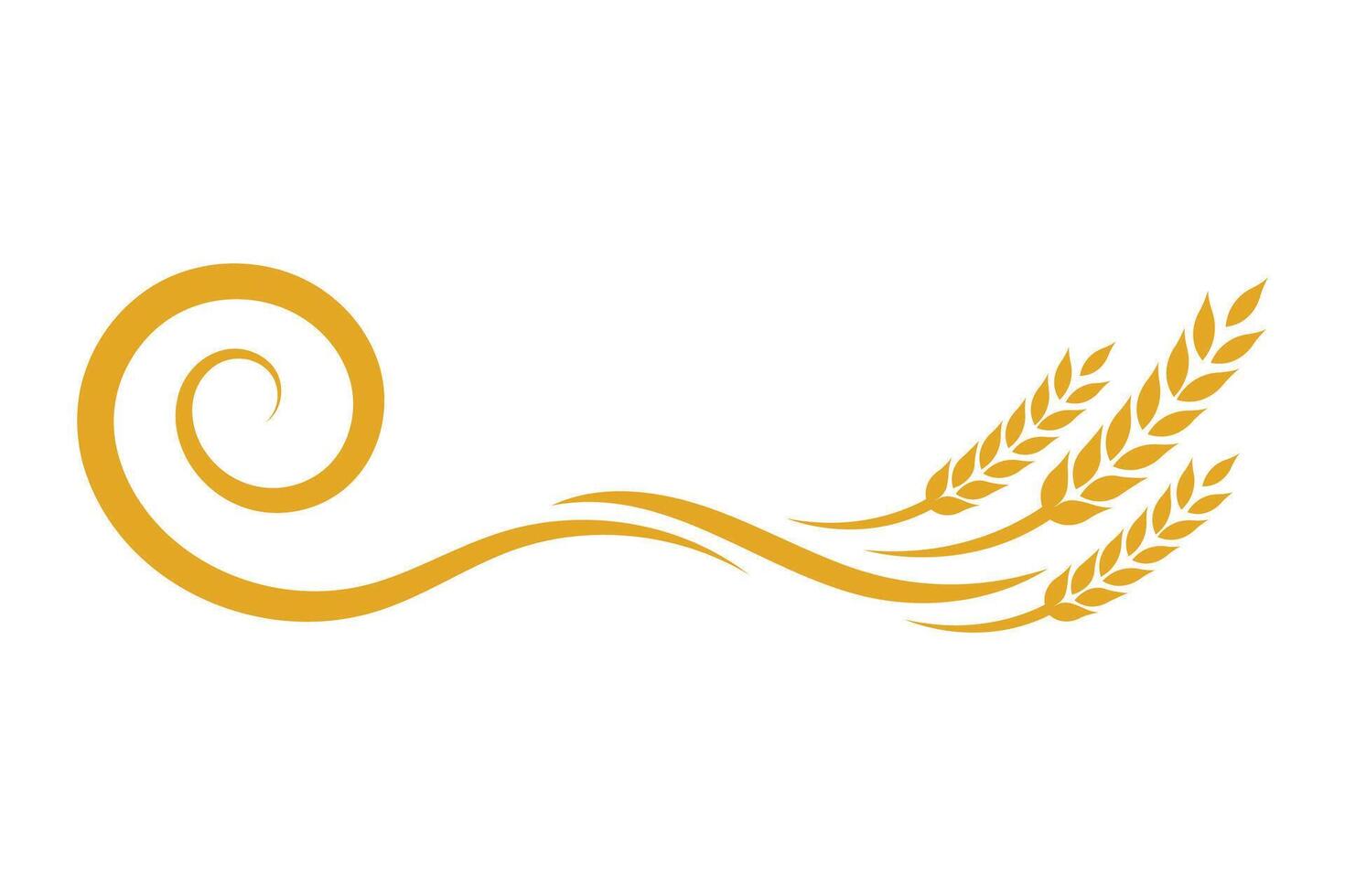 Golden Wheat Stalks and Spiral Design Logo for Branding vector
