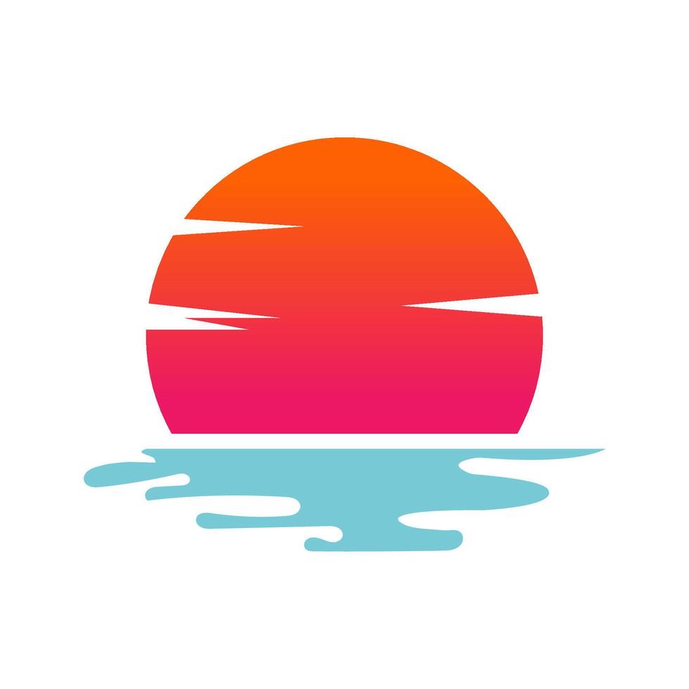 Abstract Sunset Sea Design - Minimalist Print Template vector