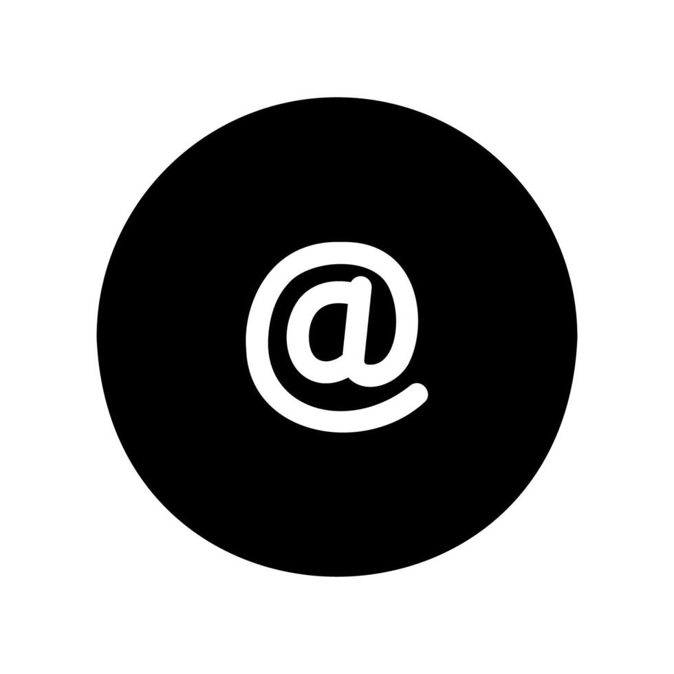 Bold Black At Symbol Enclosed Within a Solid Filled Circle vector