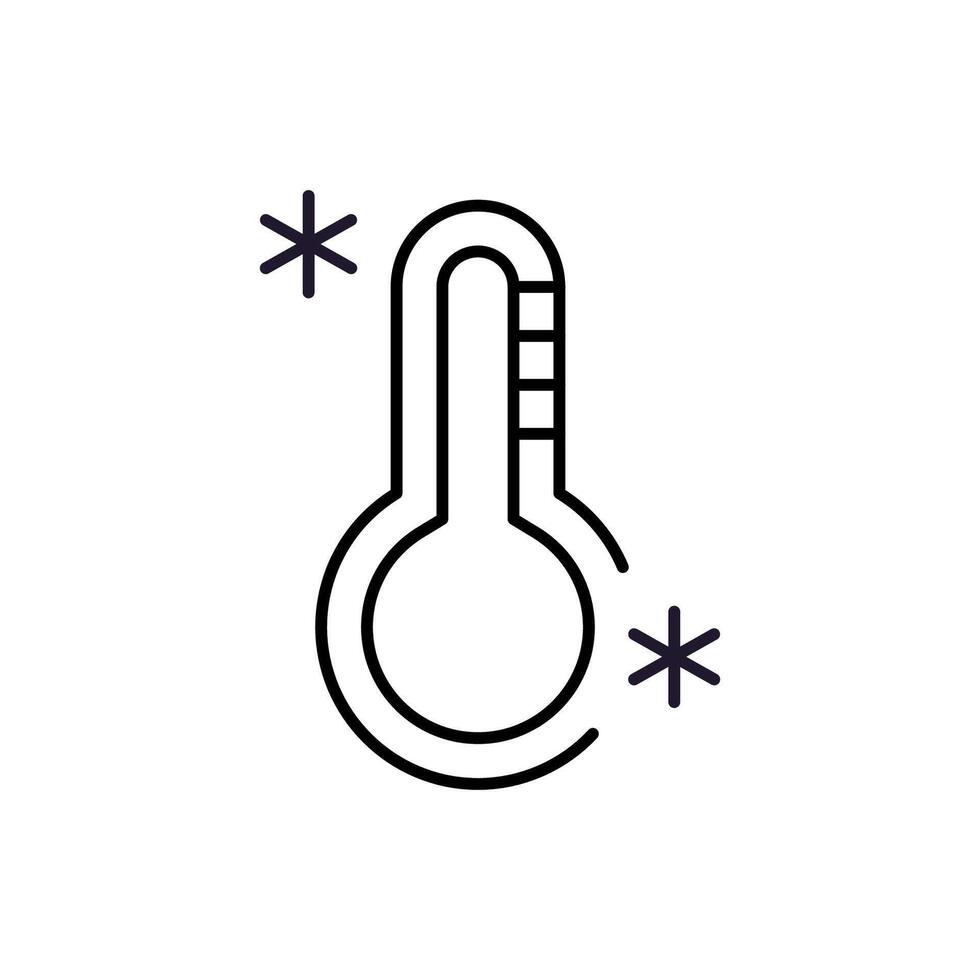 Thermometer with Snow Minimalistic Linear Pictogram for Web and Graphic Design, Apps, Banners, Social Network and Cards vector