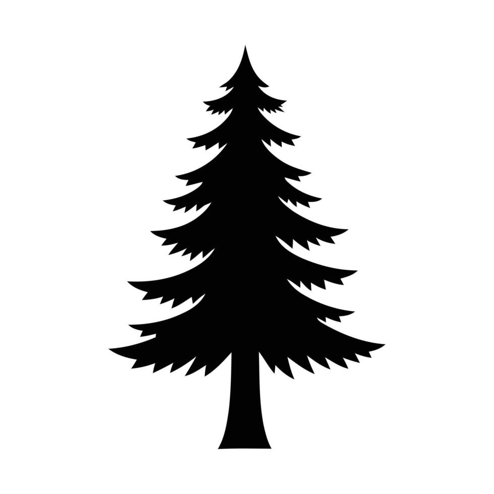 Silhouette of a tall evergreen pine tree vector