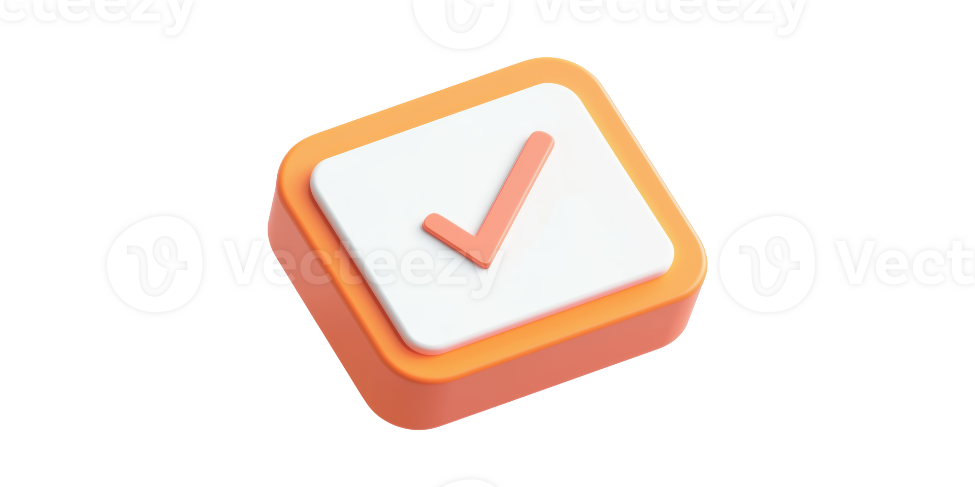 3D Orange Checkmark Icon. Symbol Of Approval And Confirmation In Digital Design Isolated On Transparent Background png