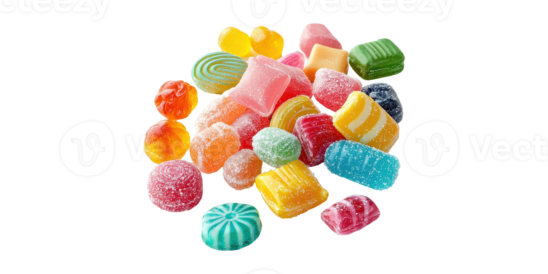 Assorted Colorful Hard Candies. Sweet Confectionery Variety For Festive Occasions Isolated On Transparent Background png
