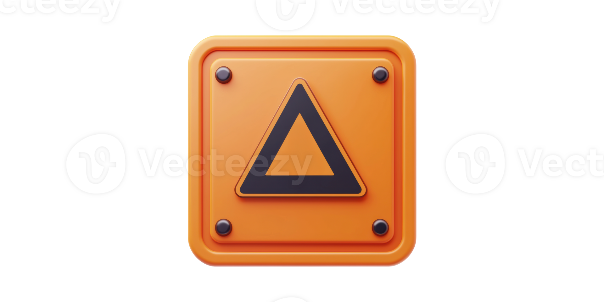 Orange Warning Sign With Triangle Symbol. Safety Alert And Cautionary Message Isolated On Transparent Background png