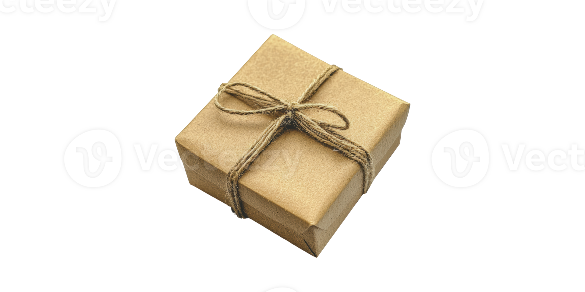 Gift Box Wrapped In Brown Paper With Twine Bow. Eco-Friendly Packaging And Rustic Presentation Isolated On Transparent Background png