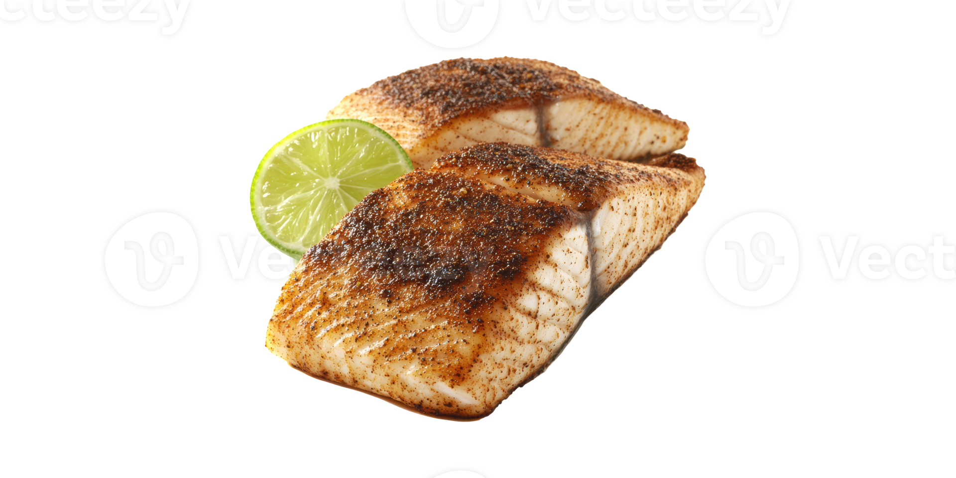 Grilled Seasoned Fish Fillets With Lime. Culinary Presentation And Flavor Enhancement Isolated On Transparent Background png
