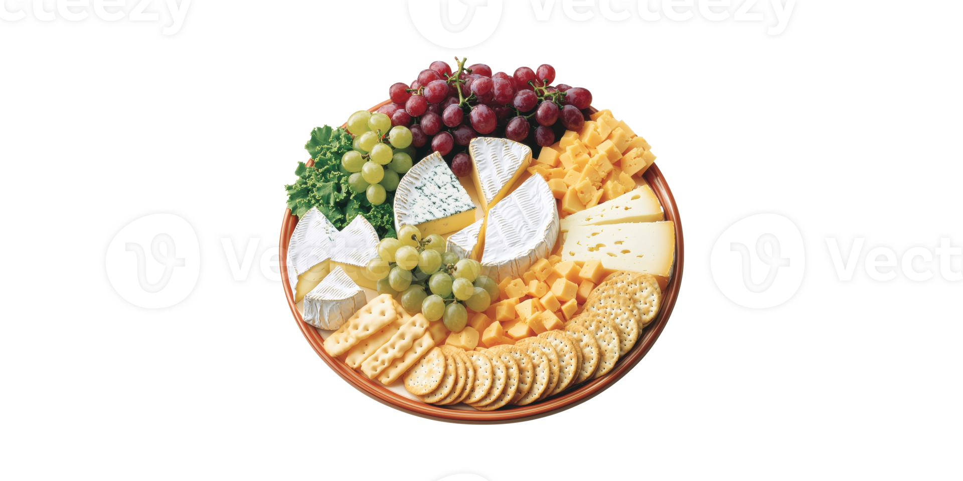 Cheese And Fruit Platter With Crackers. Gourmet Appetizer Selection For Entertaining Isolated On Transparent Background png