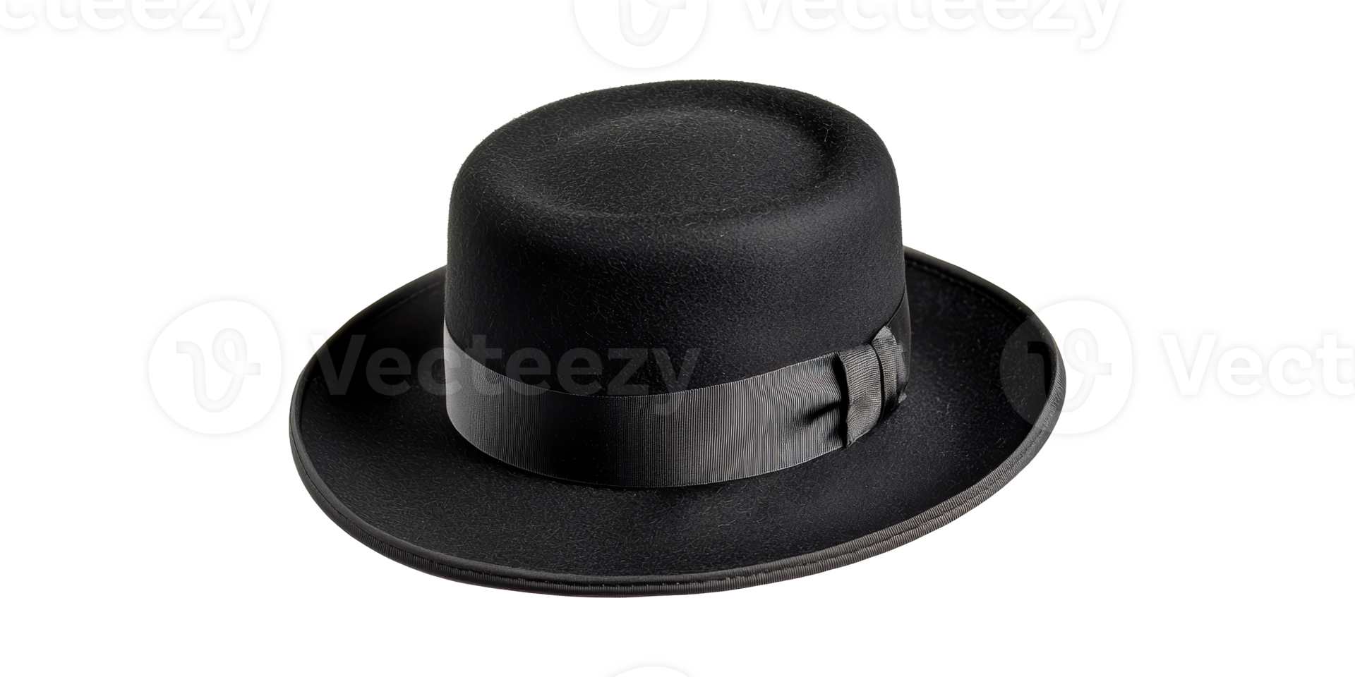 Black Bowler Hat With Ribbon. Classic Fashion Accessory For Formal Wear Isolated On Transparent Background png